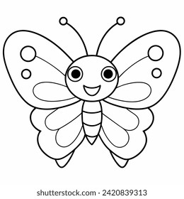 butterfly black and white vector illustration for coloring book	