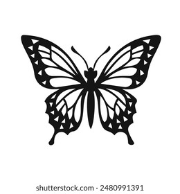 Ilustración vectorial en blanco y negro mariposa
