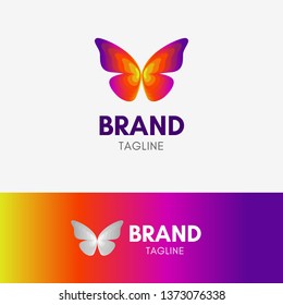Butterfly Blend logo template icon symbol with vibrant color