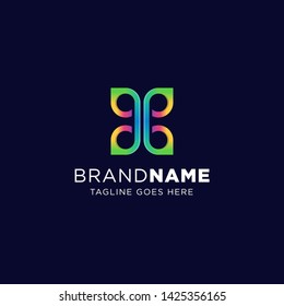 Butterfly Blend logo template icon symbol with vibrant color. geometric colorful symmetric sign. 