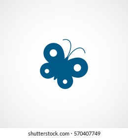 Butterfly Blue Flat Icon On White Background