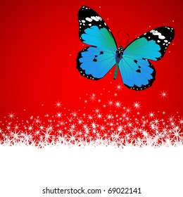 Butterfly in blue vector illustration