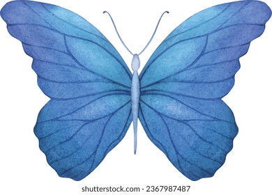 Butterfly blue watercolor watercolour poster print painting art room decor wall design abstract inspiration palette sketch nature study artist inspired summer spring wedding vibe insect wings wing art