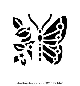 butterfly boho glyph icon vector. butterfly boho sign. isolated contour symbol black illustration