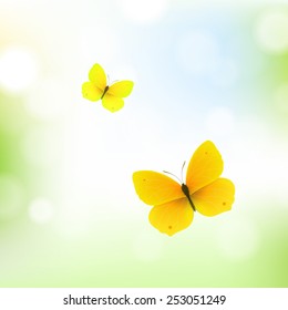 Borboleta E Bokeh Com Malha De Gradiente, Ilustração De Vetor