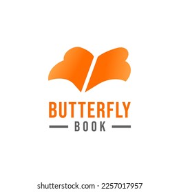 Butterfly Book Logo Design. Flying Butterfly Concept. Isolated on White Background. Vector Illustration