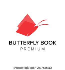plantilla vectorial del icono del logotipo del libro de mariposa