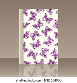 Butterfly and Book. Realistic image of the object with reflection