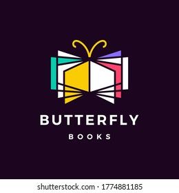 butterfly books logo vector icon illustration