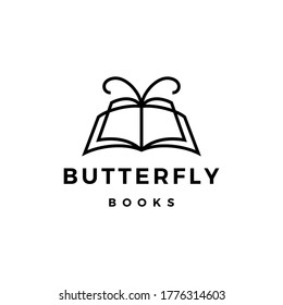 butterfly books logo vector icon illustration
