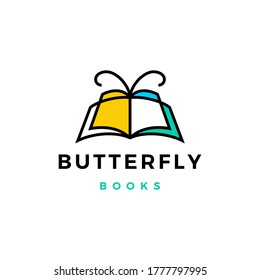 butterfly books logo vector icon illustration