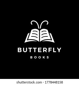 butterfly books logo vector icon illustration
