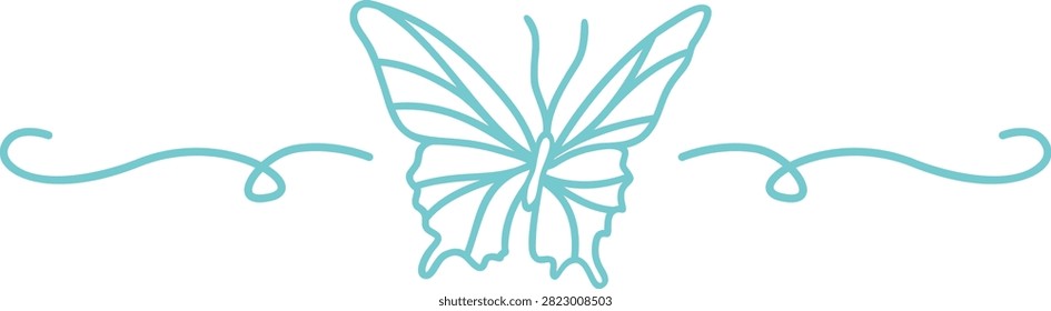 Butterfly Border Element | Decorative Frame Element | Vector Fluttering Wings