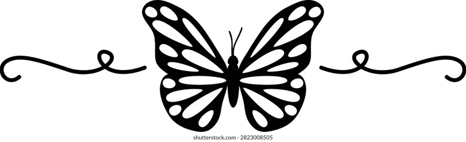 Butterfly Border Element | Decorative Frame Element | Vector Fluttering Wings