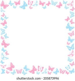 Butterfly Border Pink And Blue