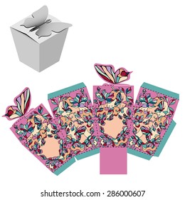 Butterfly Box Design, die-stamping, folding Template