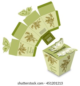 Butterfly Box Design, die-stamping, folding Template