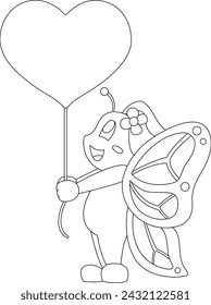 Butterfly Bride Heart Wedding Animal Vector Graphic Art Illustration