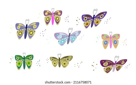 la mariposa es brillante, artística.un conjunto de mariposas.vector ilustración.print. diseño para su negocio.
