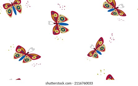 the butterfly is bright, artistic.seamless butterfly pattern.vector illustration.print. design for your business.