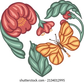 butterfly bright colored ethnic boho style vector illustration
