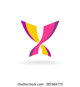 Butterfly bright colors elegant logo. Two intersected wings.