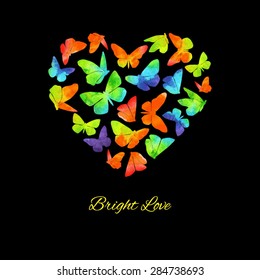Butterfly Bright Heart With Black Background And Text
