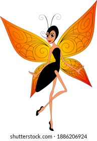 butterfly with bright orange colored wings with patterns