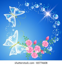 Butterfly, bubbles and roses