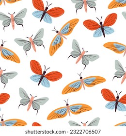Butterfly bug beetle insect animal abstract seamless pattern background concept. Vector design graphic illustration
