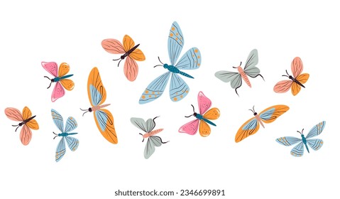 Butterfly bug beetle insect fly banner abstract concept. Vector flat graphic design illustration