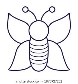 butterfly bug insect animal in cartoon linear icon style vector illustration