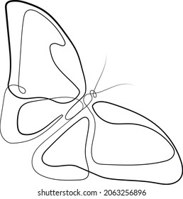 Butterfly (bug) logo abstract design vector template in Linear style. Continuous one line drawing of butterfly silhouette isolated on white background. Butterfly for background, logo or tattoo.