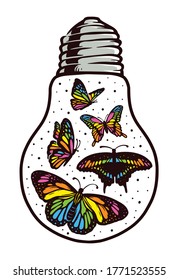 butterfly and bulb vector illustration