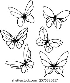 Butterfly bundles vector silhouettes illustrator stock svg