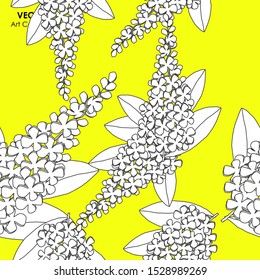 Butterfly Bush flower Seamless Pattern, Vector illustration design element