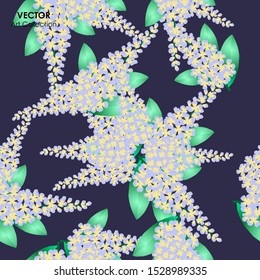 Butterfly Bush flower Seamless Pattern, Vector illustration design element