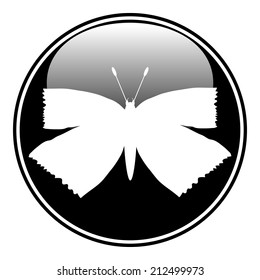 Butterfly button on white background. Vector illustration.