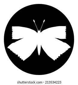 Butterfly button on white background. Vector illustration.