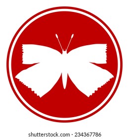 Butterfly button on white background. Vector illustration.