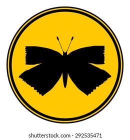 Butterfly button on white background. Vector illustration.