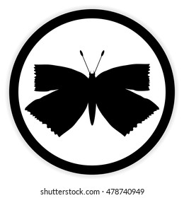 Butterfly button on white background. Vector illustration.