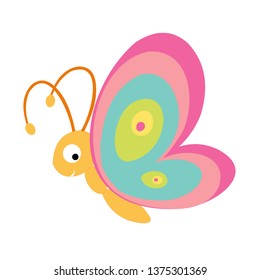 Butterfly cartoon baby clipart cute vector illustration