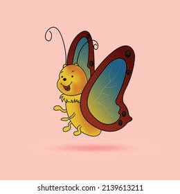 Butterfly Cartoon Character. B for Butterfly