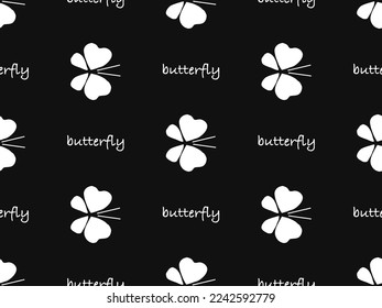 Butterfly-Cartoon-Zeichen, nahtloses Muster auf schwarzem Hintergrund