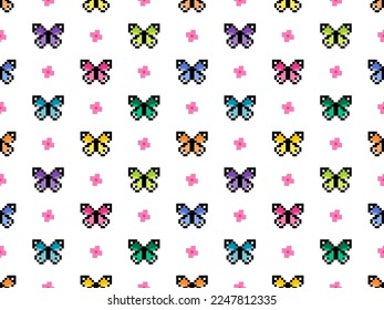 Butterfly cartoon character seamless pattern on white background