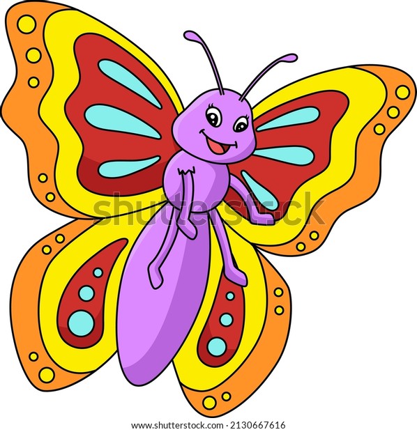 Butterfly Cartoon Colored Clipart Illustration Stock Vector (Royalty ...