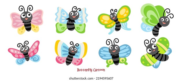 Butterfly cartoon cute Flat Clipart