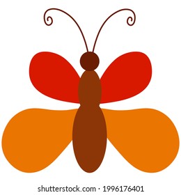 Butterfly in cartoon flat style isolated on white background. vector illustration