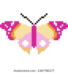 Butterfly cartoon icon in pixel style